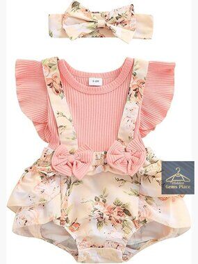 Baby Girl Floral Romper Dress Newborn 0-18 Months Cotton Jumpsuit